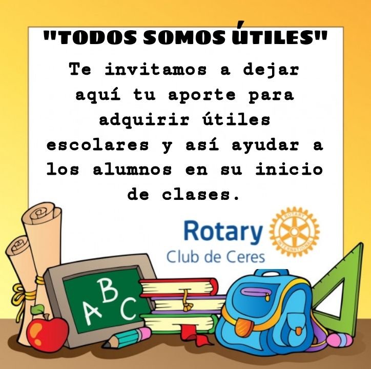 Lee más sobre el artículo El lunes comienza la campaña de útiles escolares impulsada por Rotary Club Ceres