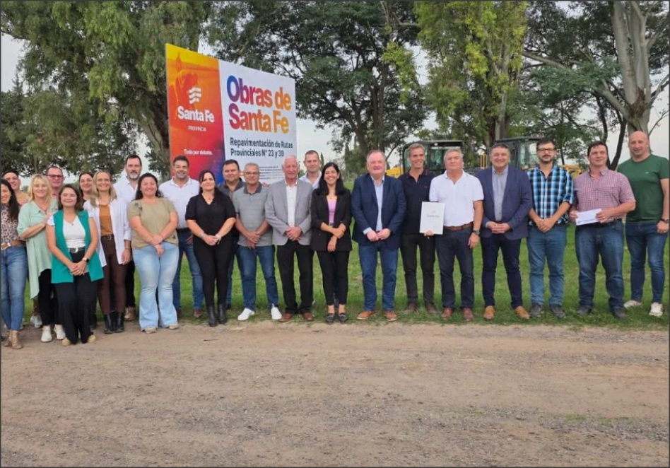 Se firmó el acta de INICIO DE OBRA de repavimentación de RP23, RP39 y construcción de la Rotonda en RN34 -Arrufó-