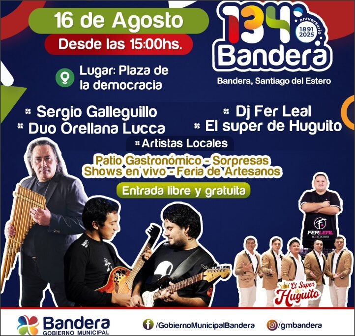 En este momento estás viendo Bandera vivira su gran fiesta aniversario con artistas super consagrados