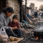 La pobreza registró una nueva baja: fue de 28,2% en el segundo semestre de 2025 y afectó a 13,5 millones de personas Madre e hijo en la penumbra