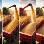 Cosecha de cultivos al atardecer