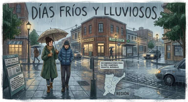 Tiempo en Ceres y la región: se esperan días fríos e inestables con probables lluvias hasta el miércoles