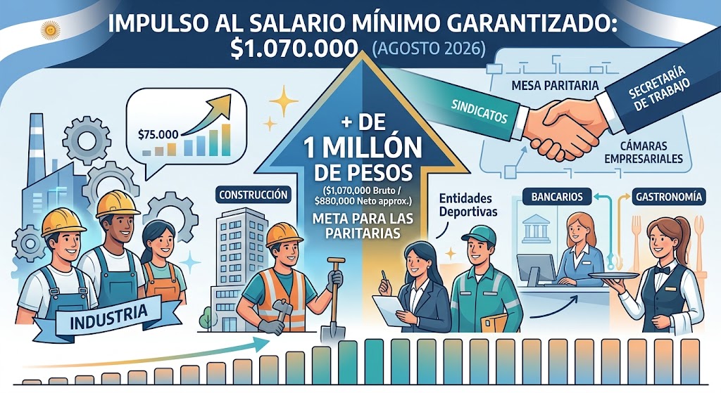 En este momento estás viendo El Gobierno nacional impulsa un salario minimo de $ 1 millon en el marco de las paritarias