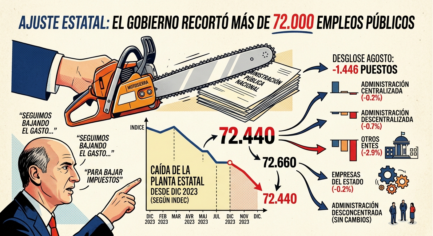 En este momento estás viendo Ajuste estatal: el Gobierno recortó más de 72.000 empleos públicos desde diciembre de 2023